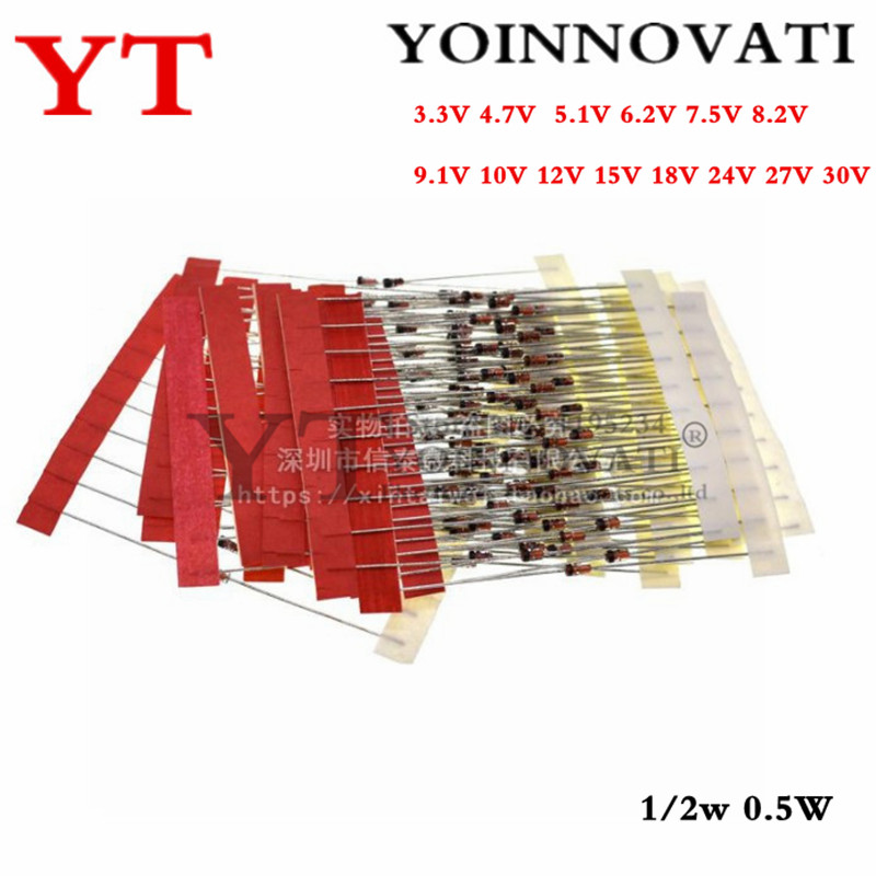 Best Diy Electronics Kits - 1/2w 0.5W Zener Diode 3.3-30V 14values*10pcs=140pcs