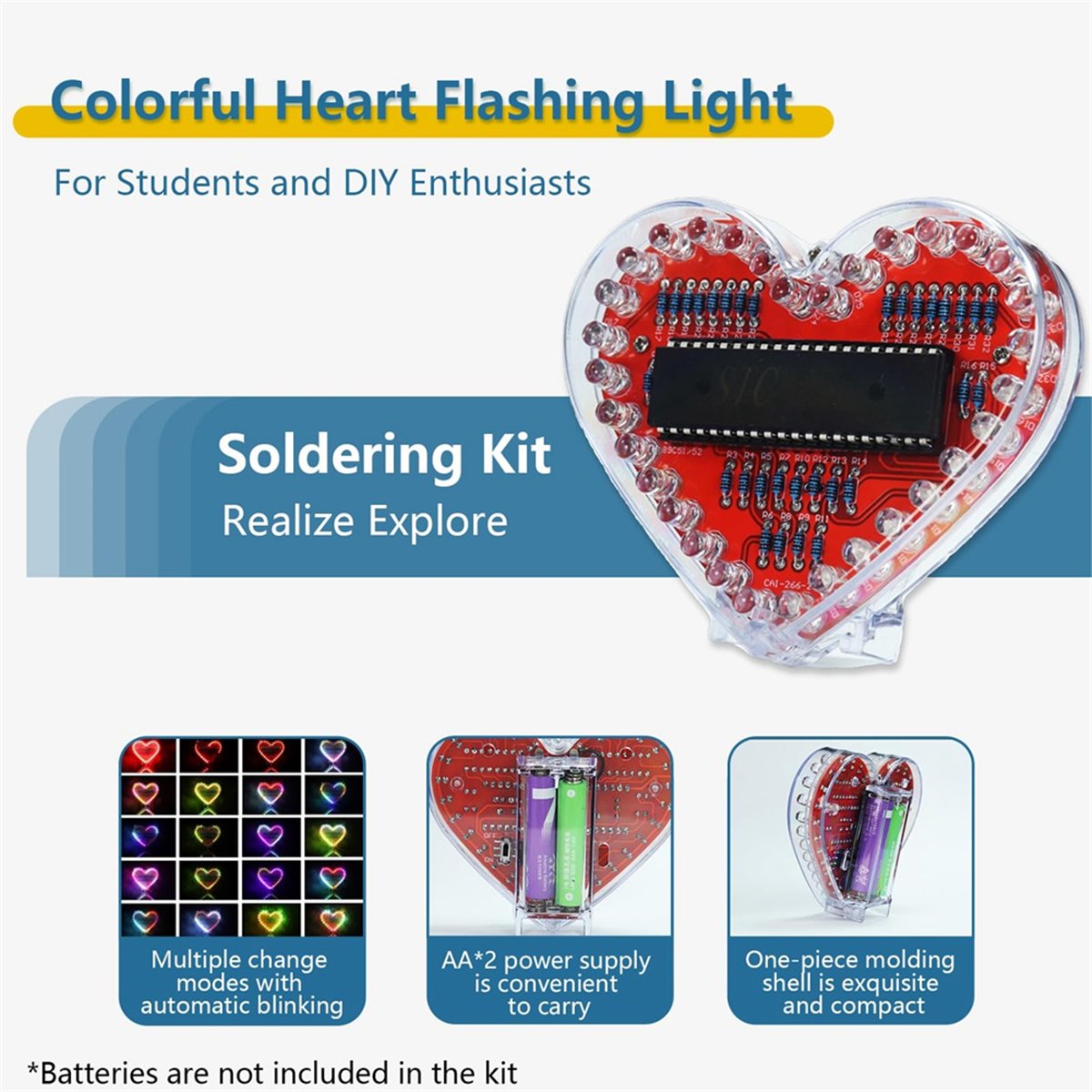 Diy Electronics Projects For Beginners - DT262/Soldering Practice Kit, Heart Shaped LED