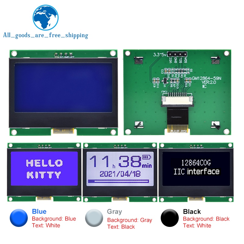 1/3PCS 12864 IIC LCD Module 12 - I2C Lcd Display recension och pris