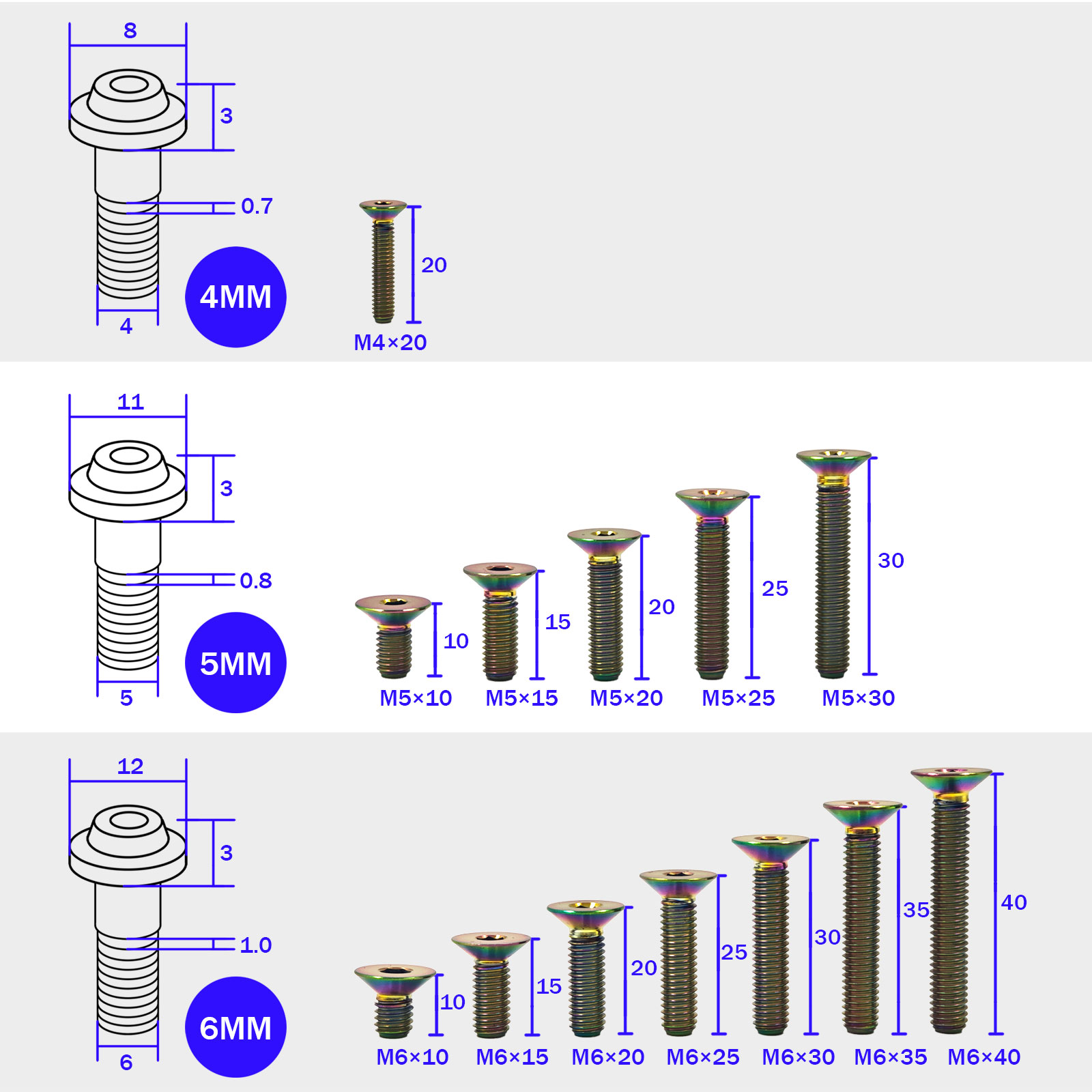 Titanium Countersunk Hex Bolts - Diy Motorcycle Electronics recension och pris