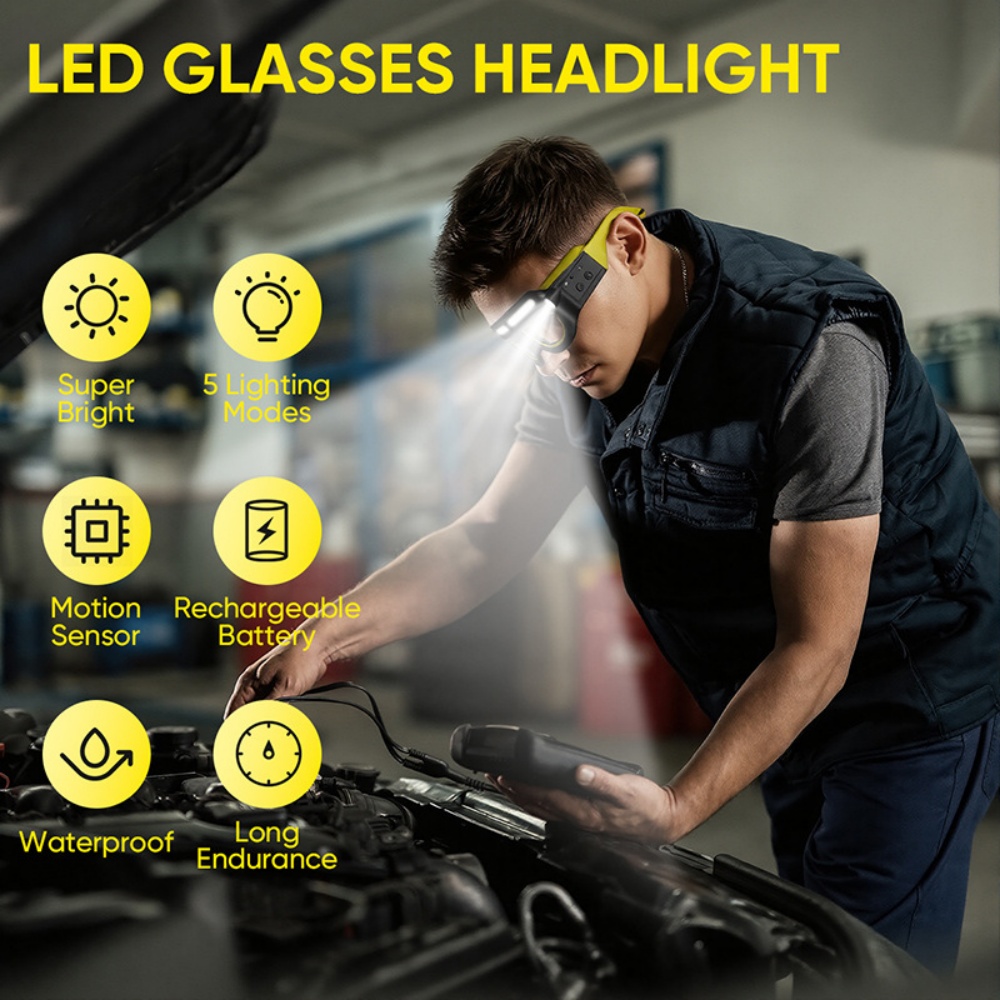 LED Headlamp Glasses Rechargea - Ldr Light Sensor recension och pris